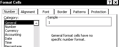 Format Cells dialog box with Number tab selected