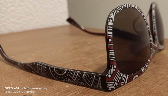 A pair of sunglasses on a table
AI-generated content may be incorrect.