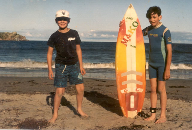 Leigh Neuage and Sacha Neuage in surf suit at Victor Harbor South Australia