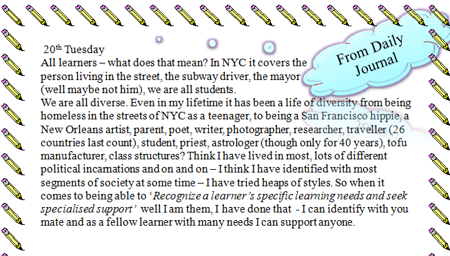 Recognise a learner’s specific learning needs and seek specialised support