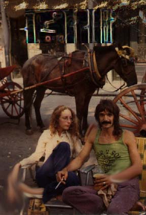  selling picture-poems New Orleans 1972 with passing girl and random woke horse